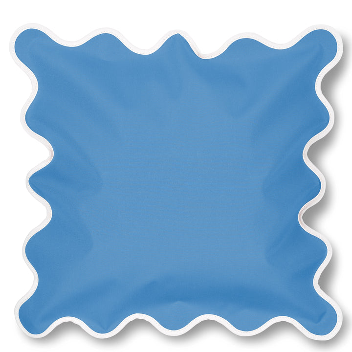 Square Scallop Cushion - French Blue Solid